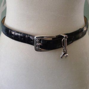 Brighton Black Leather Belt with Silver Buckle